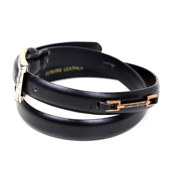 VTG Jones New York BLACK GENUINE LEATHER 7/8"Wd DRESS WOMEN'S BELT Sz L (R58 - Picture 2 of 14